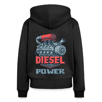 Puissance des moteurs diesel - Sweat à capuche zippé Premium bio Femme - noir - Dos - Julia (174cm)
