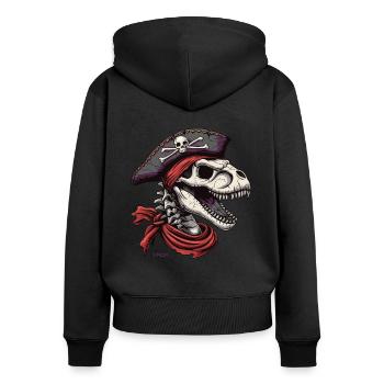 Rex Goes On: Dino Skull Captain Pirate - Women's Premium Organic Zip Hoodie - black - Back - Julia (174cm)