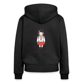 Liebe für Anime - Frauen Premium Bio Zip Hoodie - Schwarz - Hinten - Julia (174cm)