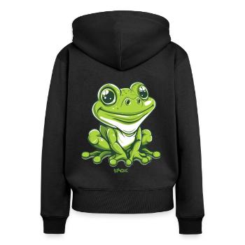Big and friendly frog - Women's Premium Organic Zip Hoodie - black - Back - Julia (174cm)