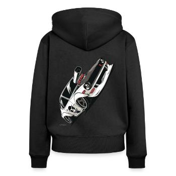 Voiture de sport Super Turbo JDM Retro - Sweat à capuche zippé Premium bio Femme - noir - Dos - Julia (174cm)