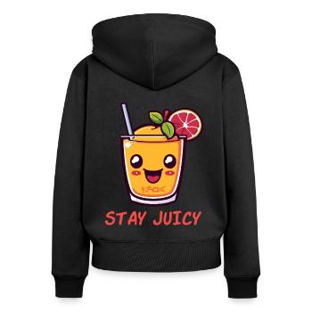Jus fruité : restez juteux - Sweat à capuche zippé Premium bio Femme - noir - Dos - Julia (174cm)