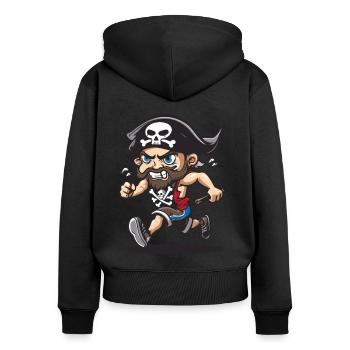Coureur de fond Marathon Pirate - Sweat à capuche zippé Premium bio Femme - noir - Dos - Julia (174cm)