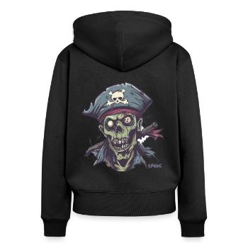 Der untote Zombie Pirat - Frauen Premium Bio Zip Hoodie - Schwarz - Hinten - Julia (174cm)