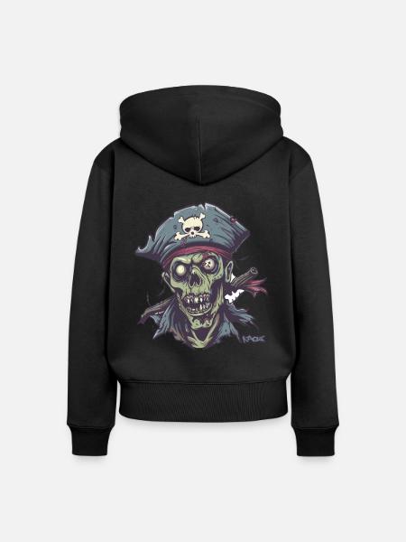 Der untote Zombie Pirat - Frauen Premium Bio Zip Hoodie - Schwarz
