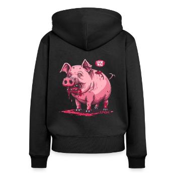 Lèche-moi, cochon zombie détruit - Sweat à capuche zippé Premium bio Femme - noir - Dos - Julia (174cm)