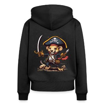 Souris Rat Pirate - Sweat à capuche zippé Premium bio Femme - noir - Dos - Julia (174cm)