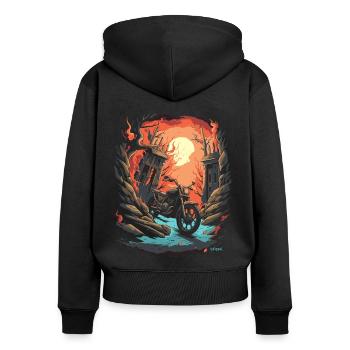 Moto motard de minuit - Sweat à capuche zippé Premium bio Femme - noir - Dos - Julia (174cm)