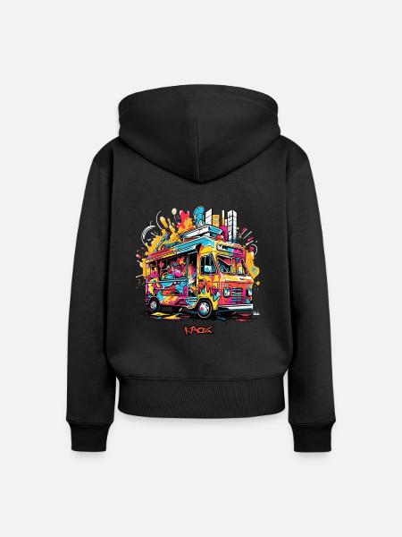 Food-Truck-Graffiti - Frauen Premium Bio Zip Hoodie - Schwarz
