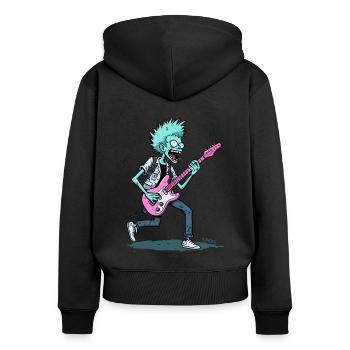 Rock guitar music zombie - Women's Premium Organic Zip Hoodie - black - Back - Julia (174cm)