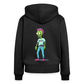 Juste un autre zombie de la mode - Sweat à capuche zippé Premium bio Femme - noir - Dos - Julia (174cm)