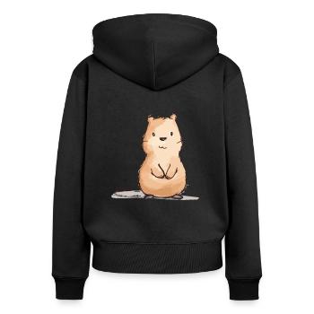 Castor potelé mignon - Sweat à capuche zippé Premium bio Femme - noir - Dos - Julia (174cm)