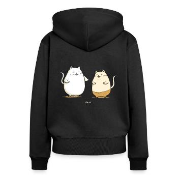Amis chats potelés - Sweat à capuche zippé Premium bio Femme - noir - Dos - Julia (174cm)