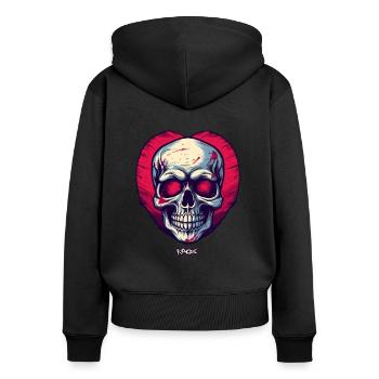 Skull heart - Women's Premium Organic Zip Hoodie - black - Back - Julia (174cm)