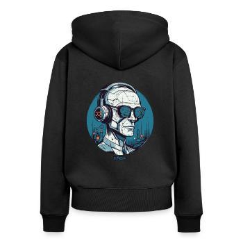 Die bionischen Cyborg Musik Menschen - Frauen Premium Bio Zip Hoodie - Schwarz - Hinten - Julia (174cm)
