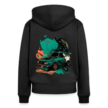 Japanese JDM Car Art - Women's Premium Organic Zip Hoodie - black - Back - Julia (174cm)
