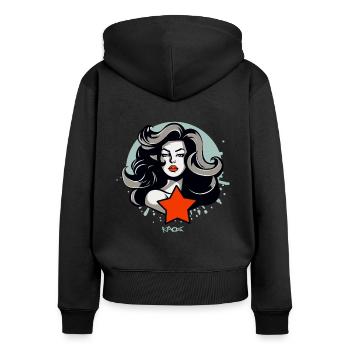 Une belle femme et une étoile rouge - Sweat à capuche zippé Premium bio Femme - noir - Dos - Julia (174cm)