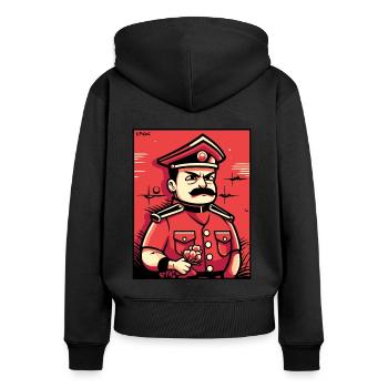Hard mustache man with flowers for mom - Women's Premium Organic Zip Hoodie - black - Back - Julia (174cm)