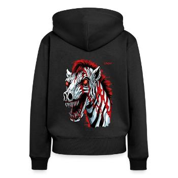 Super Génial Créature Horreur Zombie Zèbre - Sweat à capuche zippé Premium bio Femme - noir - Dos - Julia (174cm)