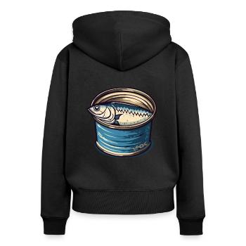 A fish in a can - Women's Premium Organic Zip Hoodie - black - Back - Julia (174cm)