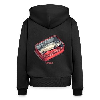 Une truite en boîte - Sweat à capuche zippé Premium bio Femme - noir - Dos - Julia (174cm)