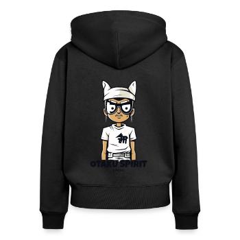 Nerd japonais et fantôme otaku - Sweat à capuche zippé Premium bio Femme - noir - Dos - Julia (174cm)