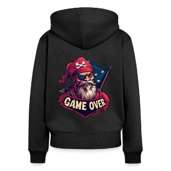 Gaming Game Over Gamer Pirate - Women's Premium Organic Zip Hoodie - black - Back - Julia (174cm)
