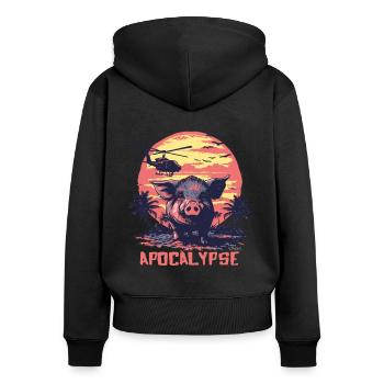 Apocalypse Pig - Women's Premium Organic Zip Hoodie - black - Back - Julia (174cm)