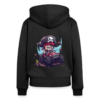 Le pirate Chibi Monster Truck - Sweat à capuche zippé Premium bio Femme - noir - Dos - Julia (174cm)