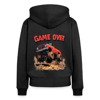 Gamer Gaming : Game Over Monster Truck - Sweat à capuche zippé Premium bio Femme - noir - Dos - Julia (174cm)