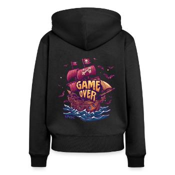 Jeu de jeu Gamer À propos du bateau pirate - Sweat à capuche zippé Premium bio Femme - noir - Dos - Julia (174cm)
