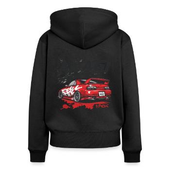 Coureur de rue japonais Akagi : Voiture de dessin animé JDM - Sweat à capuche zippé Premium bio Femme - noir - Dos - Julia (174cm)
