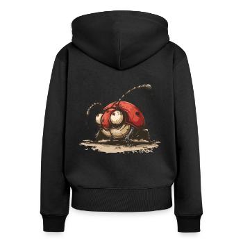 Drôle d’insecte coccinelle super spécial - Sweat à capuche zippé Premium bio Femme - noir - Dos - Julia (174cm)