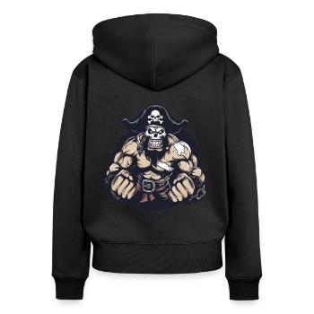 Lutteur musculaire fort : un pirate de la lutte - Sweat à capuche zippé Premium bio Femme - noir - Dos - Julia (174cm)
