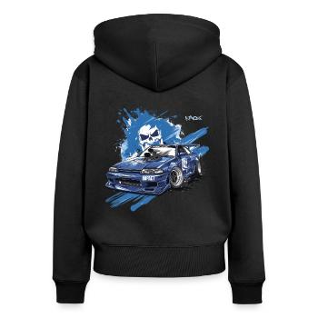 Impact Blue JDM Street Racer Car - Women's Premium Organic Zip Hoodie - black - Back - Julia (174cm)