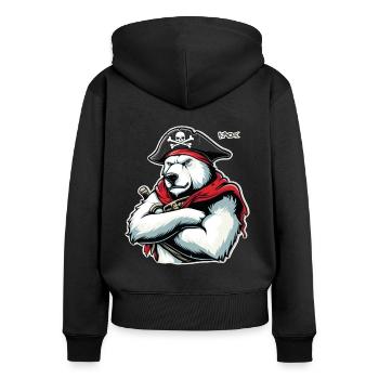 Pirate de l’ours polaire - Sweat à capuche zippé Premium bio Femme - noir - Dos - Julia (174cm)