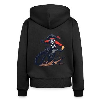 Skull Skeleton Pirate VTT - Sweat à capuche zippé Premium bio Femme - noir - Dos - Julia (174cm)