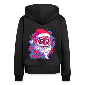 Le Père Noël effrayant - Sweat à capuche zippé Premium bio Femme - noir - Dos - Julia (174cm)