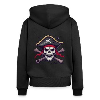 A classic cartoon skull pirate - Women's Premium Organic Zip Hoodie - black - Back - Julia (174cm)