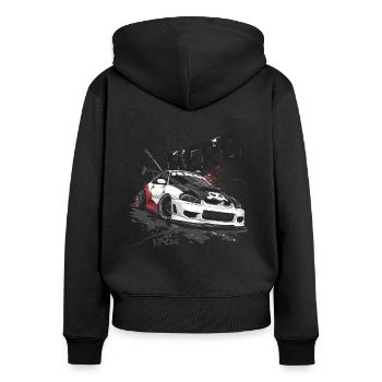 Hero Straßen Auto JDM Japan Rennwagen - Frauen Premium Bio Zip Hoodie - Schwarz - Hinten - Julia (174cm)