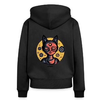 Hasen Mädchen-Meditations-Yoga - Frauen Premium Bio Zip Hoodie - Schwarz - Hinten - Julia (174cm)