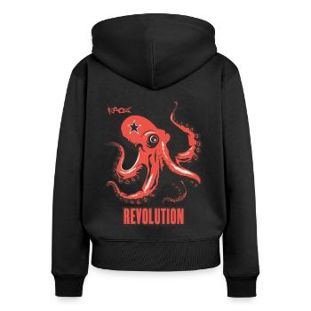 Parodie Kraken-Kamerad-Revolution - Frauen Premium Bio Zip Hoodie - Schwarz - Hinten - Julia (174cm)