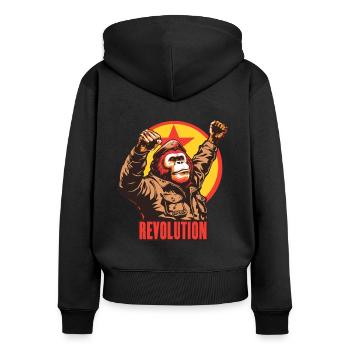 Parody: Communist Orangutan, Comrade - Women's Premium Organic Zip Hoodie - black - Back - Julia (174cm)
