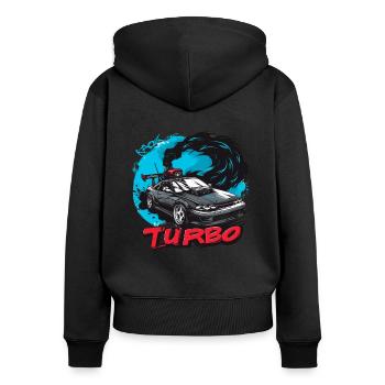 Japanese Sport Car: JDM Turbo Tuning - Women's Premium Organic Zip Hoodie - black - Back - Julia (174cm)