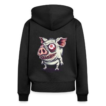 Cute weird zombie pig - Women's Premium Organic Zip Hoodie - black - Back - Julia (174cm)