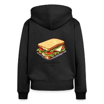 Ein einfaches Sandwich - Frauen Premium Bio Zip Hoodie - Schwarz - Hinten - Julia (174cm)