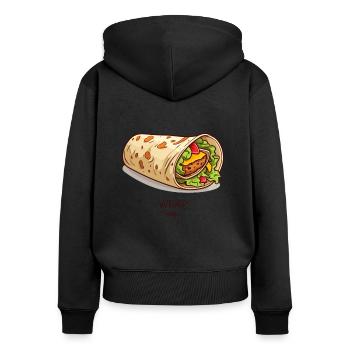 Food Wrap Falaffel Salade Sac à viande - Sweat à capuche zippé Premium bio Femme - noir - Dos - Julia (174cm)