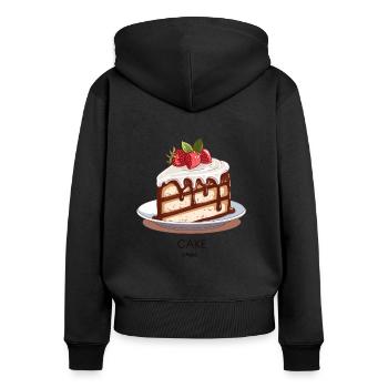 A piece of cake, strawberry cake - Women's Premium Organic Zip Hoodie - black - Back - Julia (174cm)