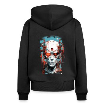 Cybernetic Cyborg Future Sci-Fi Head - Women's Premium Organic Zip Hoodie - black - Back - Julia (174cm)