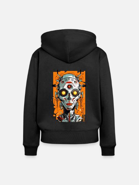 Cyborg Kerl: Science-Fiction Zukunft - Frauen Premium Bio Zip Hoodie - Schwarz